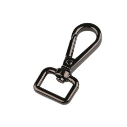 Karabińczyk metalowy z krętlikiem, otwór do przewlekania 15 mm - Czarny nikiel (1 Sztuka)