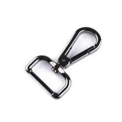 Karabińczyk metalowy z krętlikiem, otwór do przewlekania 25 mm - Czarny nikiel (1 Sztuka)