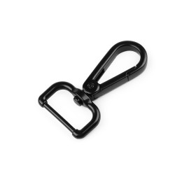 Karabińczyk metalowy z krętlikiem, otwór do przewlekania 25 mm - Czarny lakier (1 Sztuka)