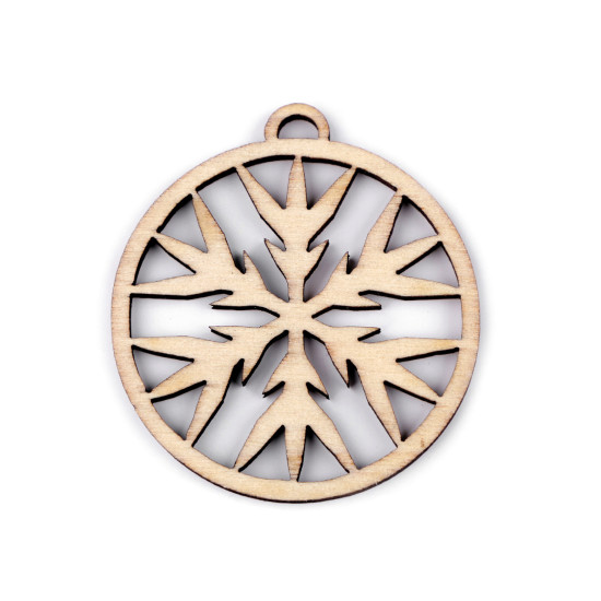 Wooden cut out - snowflake, tree ø45 mm - Ivory (3 Pieces) Wooden cut out - snowflake, tree ø45 mm - Ivory (3 Pieces)