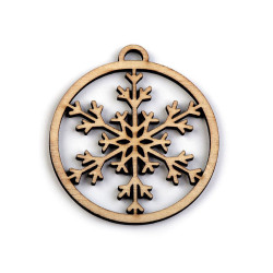 Wooden cut out - snowflake, tree ø45 mm - Ivory (12 Pieces)