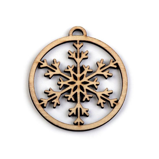 Wooden cut out - snowflake, tree ø45 mm - Ivory (3 Pieces) Wooden cut out - snowflake, tree ø45 mm - Ivory (3 Pieces)