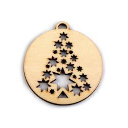 Wooden cut out - snowflake, tree ø45 mm - Ivory (12 Pieces)