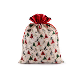 Bolsa de regalo navideña, 30x40 cm, imitación de yute - Arpillera natural (1 Pieza)