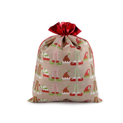 Bolsa de regalo navideña, 30x40 cm, imitación de yute - Arpillera natural (1 Pieza)