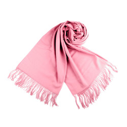 Scarf / shawl of pashmina type with fringes 65x180 cm - Light pink (1 Piece)