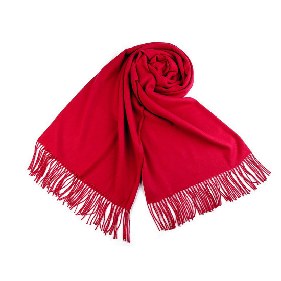 Scarf / shawl of pashmina type with fringes 65x180 cm - Red (4 Pieces) Scarf / shawl of pashmina type with fringes 65x180 cm - Red (4 Pieces)