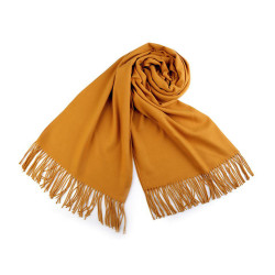 Scarf / shawl of pashmina type with fringes 65x180 cm - Mustard (1 Piece)