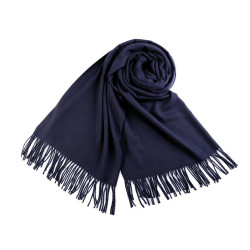 Scarf / shawl of pashmina type with fringes 65x180 cm - Paris blue (1 Piece)