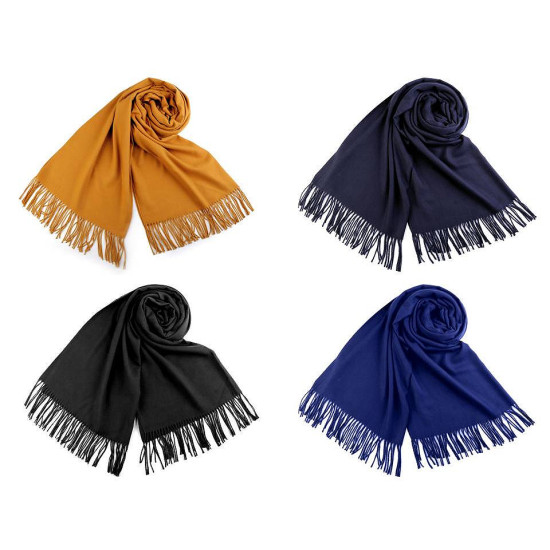 Scarf / shawl of pashmina type with fringes 65x180 cm - Red (4 Pieces) Scarf / shawl of pashmina type with fringes 65x180 cm - Red (4 Pieces)