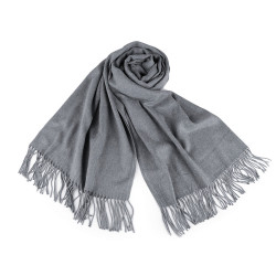 Scarf / shawl of pashmina type with fringes 65x180 cm - Grey (1 Piece)