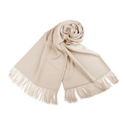 Scarf / shawl of pashmina type with fringes 65x180 cm - Lightbeige (1 Piece)