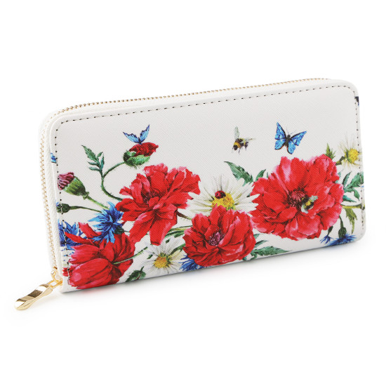 Damen geldbörse blumen 10x19 cm - Schwarz (1 Stück) Damen geldbörse blumen 10x19 cm - Schwarz (1 Stück)