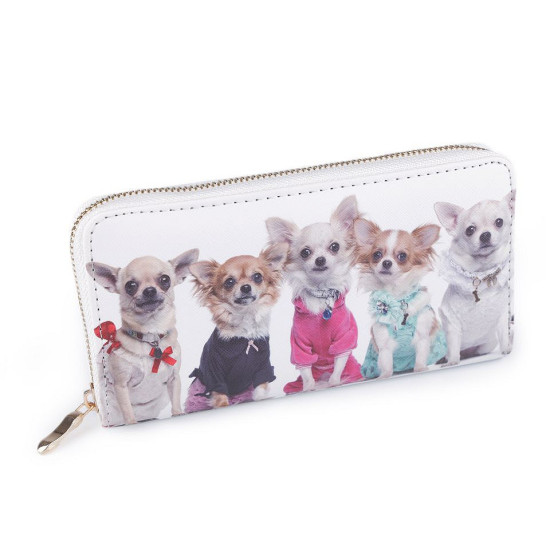 Damen geldbörse hund, katze 10x19 cm - Weiß (1 Stück)