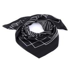 Batic satinat cu motive geometrice, 70x70 cm - Negru (1 Bucată)