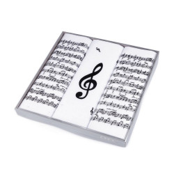 Cofanetto regalo, fazzoletto da uomo, motivo: note musicali, scacchi - Bianco (1 Scatola)