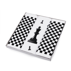 Cofanetto regalo, fazzoletto da uomo, motivo: note musicali, scacchi - Bianco (1 Scatola)