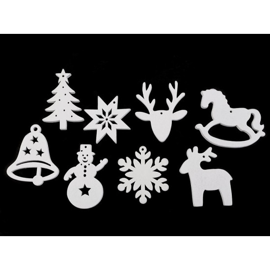 Dekoracje świąteczne śnieżynka, gwiazda, choinka, dzwonek, konik, renifer do zawieszenia / do przyklejenia - White (72 Sztuki) Dekoracje świąteczne śnieżynka, gwiazda, choinka, dzwonek, konik, renifer do zawieszenia / do przyklejenia - White (72 Sztuki)