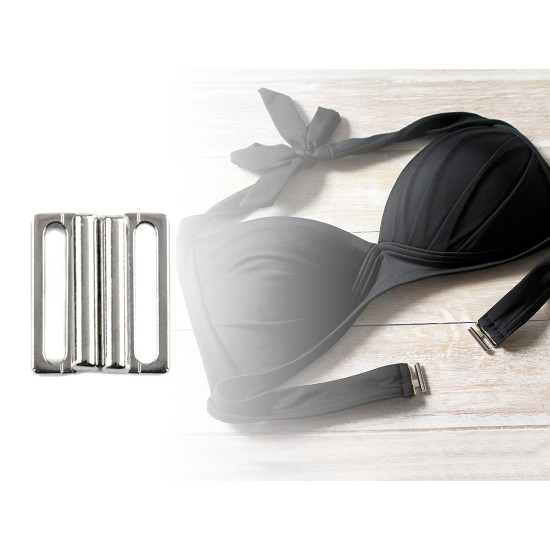 Fermaglio per bikini, in metallo, larghezza: 20 mm - Nichel (10 Paia) Fermaglio per bikini, in metallo, larghezza: 20 mm - Nichel (10 Paia)
