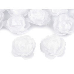 Kwiatek tekstylny róża ø3,5 cm - White (20 Sztuki)
