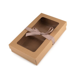 Geschenkbox aus papier mit fenster und band - Naturbraun (30 Stücke)