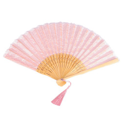 Abanico de encaje - Rosa claro (1 Pieza)