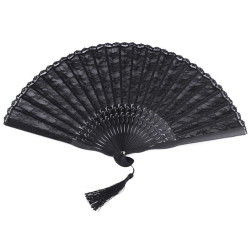 Abanico de encaje - Negro (1 Pieza)