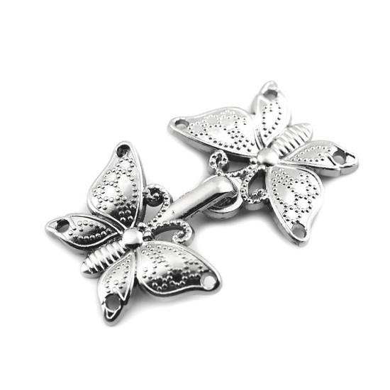 Zapięcie ozdobne motyl - Nikiel (4 Pary) Zapięcie ozdobne motyl - Nikiel (4 Pary)