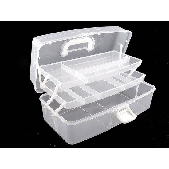Duży pojemnik plastikowy / kuferek rozkładany - Transparent (3 Sztuki) Duży pojemnik plastikowy / kuferek rozkładany - Transparent (3 Sztuki)