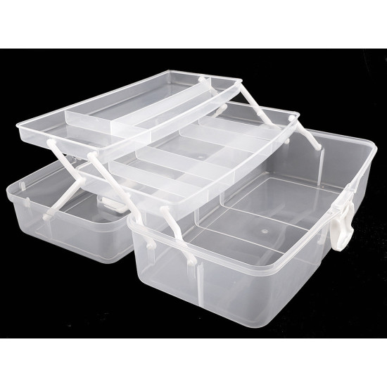 Duży pojemnik plastikowy / kuferek rozkładany - Transparent (3 Sztuki) Duży pojemnik plastikowy / kuferek rozkładany - Transparent (3 Sztuki)