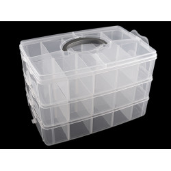 Pojemnik plastikowy rozkładany duży / kuferek 3 - piętrowy - Transparent (1 Sztuka)
