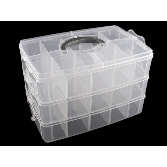 Pojemnik plastikowy rozkładany duży / kuferek 3 - piętrowy - Transparent (1 Sztuka) Pojemnik plastikowy rozkładany duży / kuferek 3 - piętrowy - Transparent (1 Sztuka)