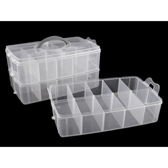 Pojemnik plastikowy rozkładany duży / kuferek 3 - piętrowy - Transparent (1 Sztuka) Pojemnik plastikowy rozkładany duży / kuferek 3 - piętrowy - Transparent (1 Sztuka)