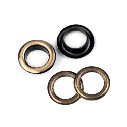 Grommet / eyelet, inner ø10 mm / outer ø16 mm - Vintage brass (10 Pairs)