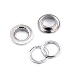 Grommet / eyelet, inner ø10 mm / outer ø16 mm - Nickel (10 Pairs)
