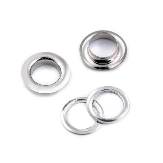 Grommet / eyelet, inner ø10 mm / outer ø16 mm - Nickel (10 Pairs) Grommet / eyelet, inner ø10 mm / outer ø16 mm - Nickel (10 Pairs)