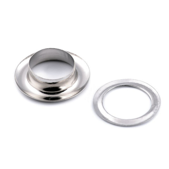 Grommet / eyelet, inner ø10 mm / outer ø16 mm - Nickel (10 Pairs) Grommet / eyelet, inner ø10 mm / outer ø16 mm - Nickel (10 Pairs)