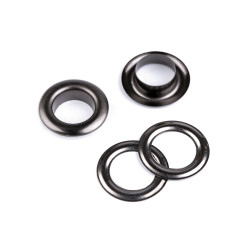 Grommet / eyelet, inner ø12 mm / outer ø21 mm, shiny - Black nickel (10 Pairs)