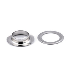 Grommet / eyelet, inner ø12 mm / outer ø21 mm, shiny - Nickel (10 Pairs)