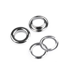 Grommet / eyelet with washer, inner ø13.5 mm / outer ø23 mm, shiny - Nickel (250 Pairs)