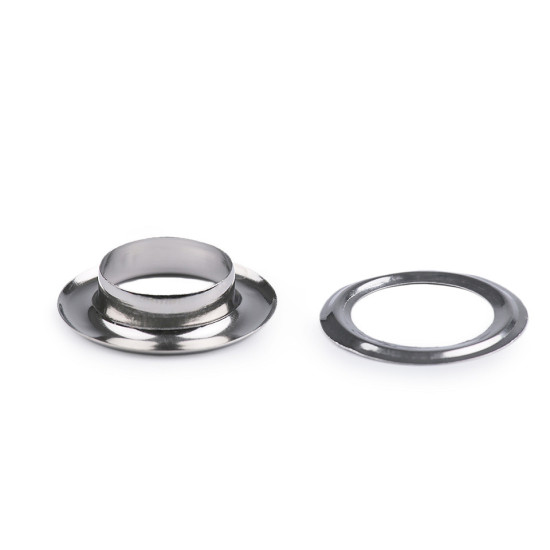 Grommet / eyelet with washer, inner ø13.5 mm / outer ø23 mm, shiny - Nickel (50 Pairs) Grommet / eyelet with washer, inner ø13.5 mm / outer ø23 mm, shiny - Nickel (50 Pairs)