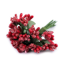 Floral / florist pistils on wire - Red (12 Pieces)