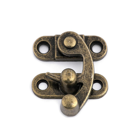 Antique metal lock / catch curved buckle for wooden boxes - Nickel (1 Set) Antique metal lock / catch curved buckle for wooden boxes - Nickel (1 Set)