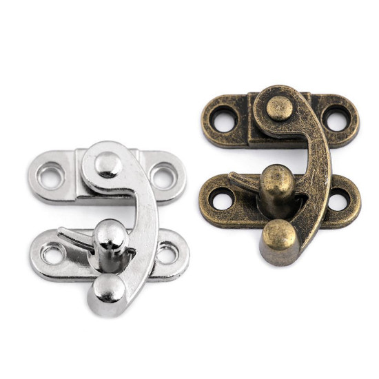 Antique metal lock / catch curved buckle for wooden boxes - Nickel (1 Set) Antique metal lock / catch curved buckle for wooden boxes - Nickel (1 Set)