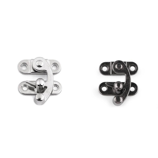 Antique metal lock / catch curved buckle for wooden boxes - Nickel (1 Set) Antique metal lock / catch curved buckle for wooden boxes - Nickel (1 Set)
