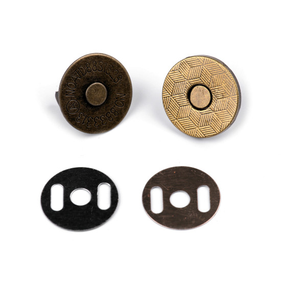 Magnetic snap fasteners ø18 mm thin - Black varnish (5 Sets) Magnetic snap fasteners ø18 mm thin - Black varnish (5 Sets)