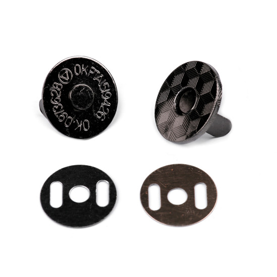 Magnetic snap fasteners ø18 mm thin - Black varnish (5 Sets) Magnetic snap fasteners ø18 mm thin - Black varnish (5 Sets)