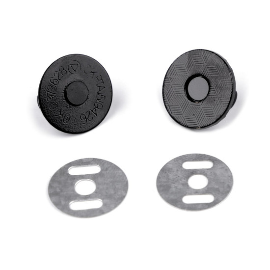 Magnetic snap fasteners ø18 mm thin - Black varnish (5 Sets) Magnetic snap fasteners ø18 mm thin - Black varnish (5 Sets)