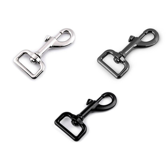 Large metal swivel snap hook / carabiner, fits 25 mm strap - Black varnish (1 Piece) Large metal swivel snap hook / carabiner, fits 25 mm strap - Black varnish (1 Piece)