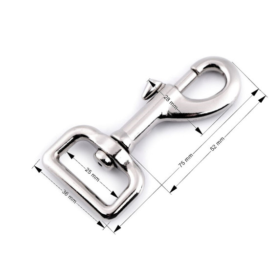 Large metal swivel snap hook / carabiner, fits 25 mm strap - Black varnish (1 Piece) Large metal swivel snap hook / carabiner, fits 25 mm strap - Black varnish (1 Piece)